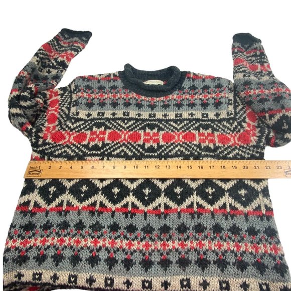 Vintage Nordic Wool Blend Mock Neck Sweater Red Black & Gray Men’s size Large - Picture 3 of 6